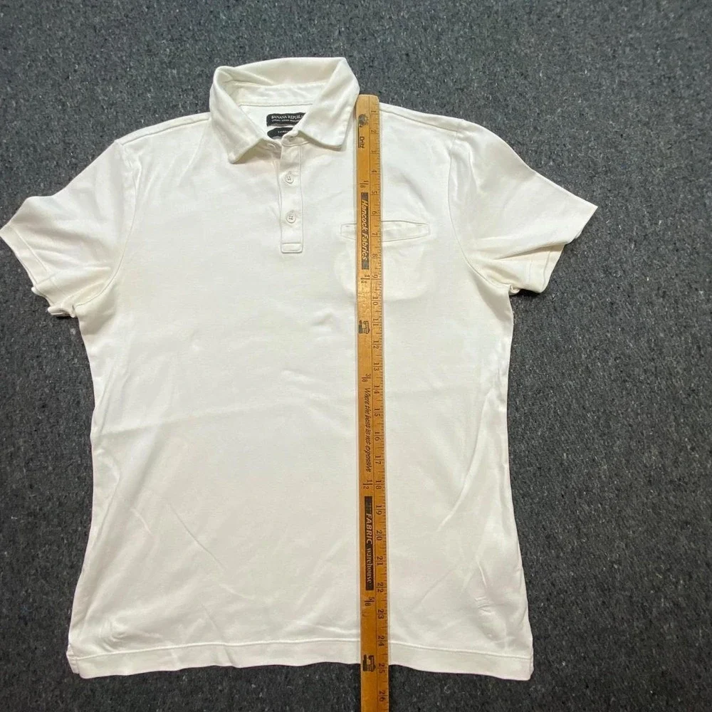 Banana Republic Polo Sz S Mens White Luxury Touch Performance Welt Pocket Shirt